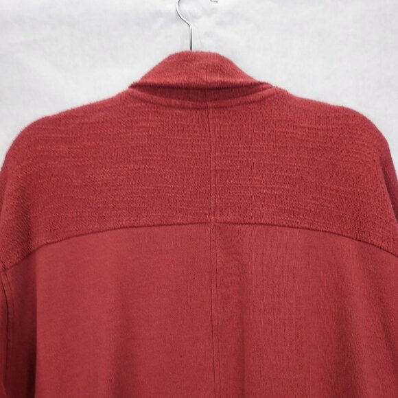 Soft Surroundings Cardigan Women Petite L/XL Open Front Pockets Slub Cotton Ocre - Picture 8 of 14